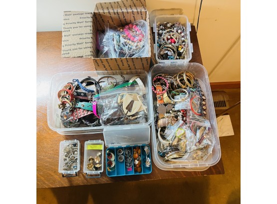 Mostly Bracelets Lot Costume Jewelry  - In Multiple Storage Containers