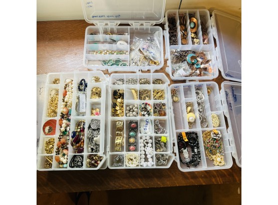 Costume Jewelry - Lots Of Assorted Pieces In Storage Containers