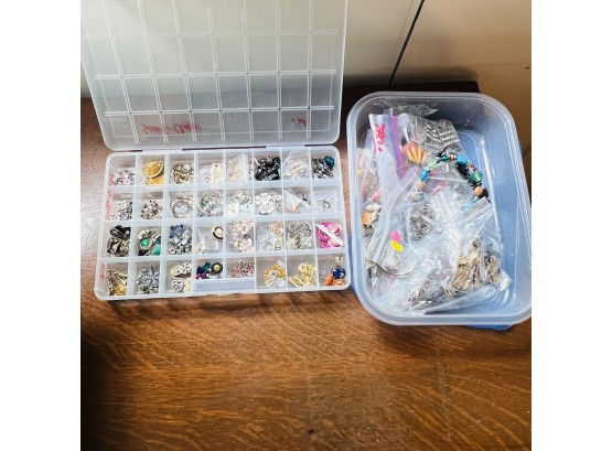 Lot Of Costume Scarf Clips In Storage Bins