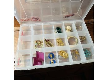Lovely Earrings Costume Jewelry  - In Plastic Divided Storage Container
