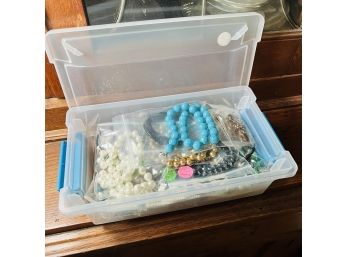 Pretty Necklaces Lot - Some Signed - Costume Jewelry  - In Plastic Container