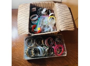 Mostly Bracelets Lot Of Costume Jewelry  - In 2 Storage Containers