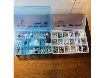 Lot Of Earrings - Pierced, Screw Back, Clip On - Costume Jewelry  - In 2 Plastic Storage Containers