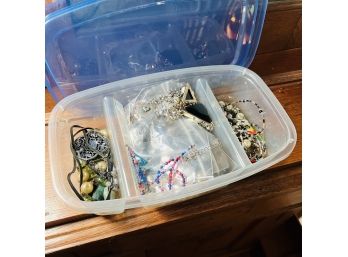 Necklace And Pendant Lot Costume Jewelry  - In Plastic Divided Storage Container