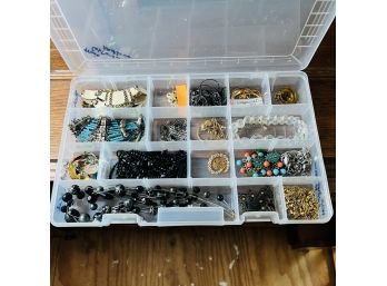 Costume Jewelry Necklace Lot In Plastic Divided Storage Container