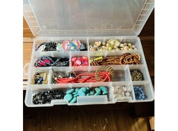 Plastic Divider Storage Case With Costume Jewelry (Lot 11353)