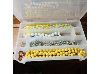 Beaded Necklace Lot Costume Jewelry  - In Plastic Divided Storage Container