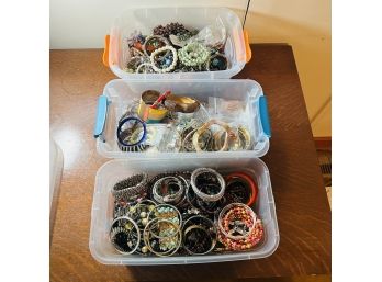 Bracelet Lot - Costume Jewelry  - In 3 Plastic Storage Containers