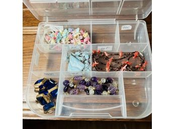 Costume Jewelry  Necklaces And Set - In Plastic Divided Storage Container *one Says 925, But Not Tested*