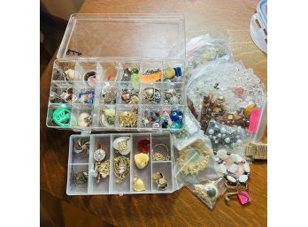 Large Lot Of Pendants And Necklaces Costume Jewelry  - In 2 Plastic Divided Storage Containers