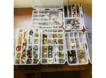 Costume Jewelry - Lots Of Assorted Pieces In Storage Containers