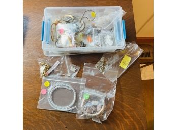 Lot Of Silver 925 And Gold Filled Costume Jewelry  - In Plastic Storage Container *Items Not Tested To Verify*