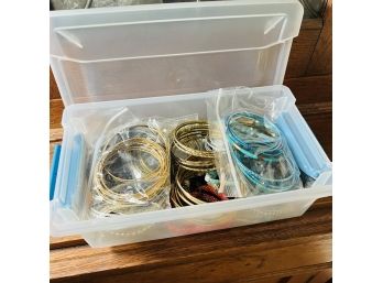 Bracelet Lot Costume Jewelry  - In Plastic Storage Container