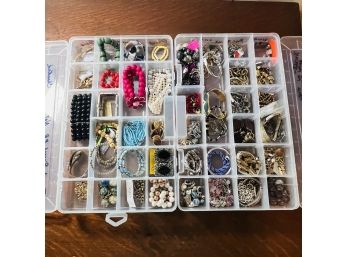 Mostly Bracelets Lot - Costume Jewelry  - In 2 Plastic Storage Containers