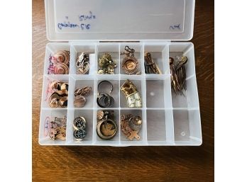 Copper Earrings Lot Costume Jewelry  - In Plastic Storage Container
