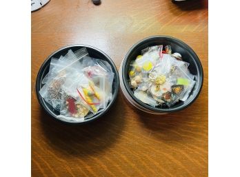 Lot Of Pendant And Clip On Earrings Costume Jewelry  - In 2 Plastic Containers