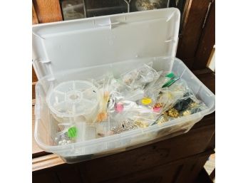 Large Lot Of Signed Earrings,  Necklaces, And More - Trafari Etc - Costume Jewelry  - In Plastic Container