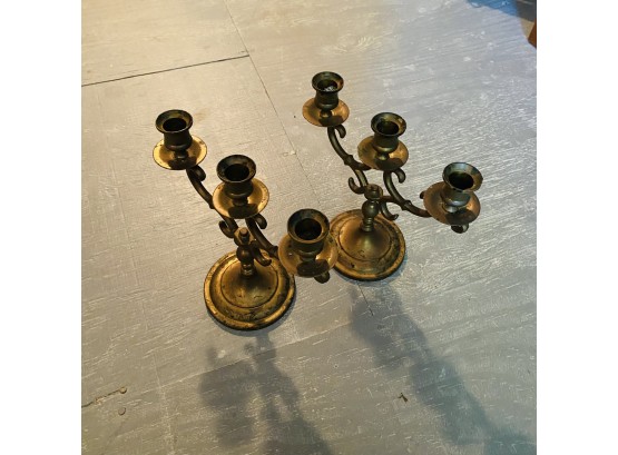 Metal Three-stick Candle Holder - Pair (Upstairs Room No. 2)