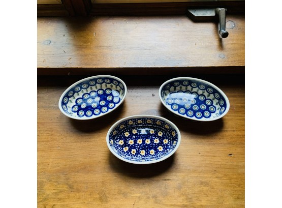 Set Of 3 Polish Pottery Oval Dishes (Kitchen)