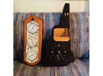 Decorative NH Wall Clock And Thermometer/Barometer (Upstairs Room No. 2)