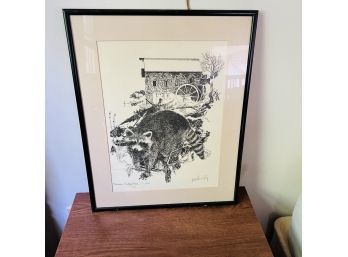 Signed And Numbered Raccoon Framed Print (Master Bedroom)