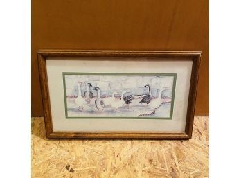 Ava Freeman Geese Art Print In Wooden Frame (Upstairs Hall Closet)
