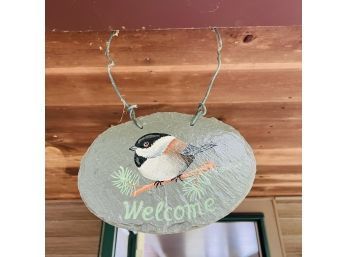 Slate Welcome Sign With Bird (Porch)