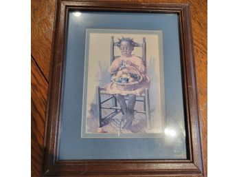Framed Picture Of Little Girl Sewing (Kitchen)