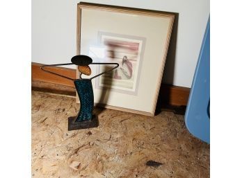 Signed Framed Print And Decorative Candle Holder (Master Bedroom)