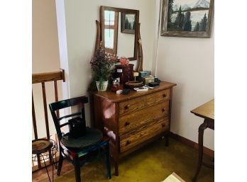 Vintage Oak Dresser With Mirror (Master Bedroom)