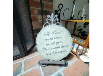 Stone Plaque On Metal Stand (Living Room)