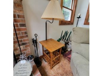 Side Table With Built In Lamp And Magazine Rack (Living Room)