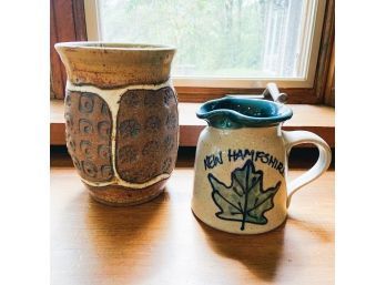 Pottery Vase And Pitcher - Signed (Kitchen)