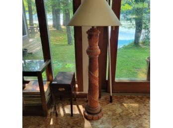 Tall Hand Carved Lamp (Living Room)