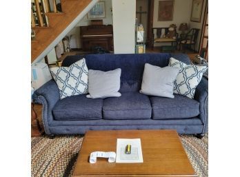 Gorgeous Blue Couch With Pillows And Blanket - Like New!