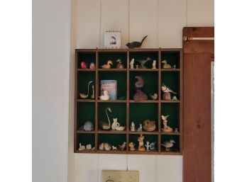 Display Shelf With Ducks, Geese, Birds And Other Assorted Figures