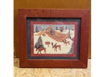 Gloria B. Angel And Moose Art Print In Wooden Frame (Upstairs Hall Closet)