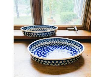 Pair Of Polish Pottery Oval Baking Dishes (Kitchen)