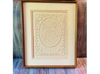 White Embroidered Wall Art In Wooden Frame (Upstairs Room No. 2)