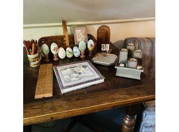 Basket, Painted Eggs, Otagiri Mug, Cribbage Board, Etc. (Upstairs Room 2)