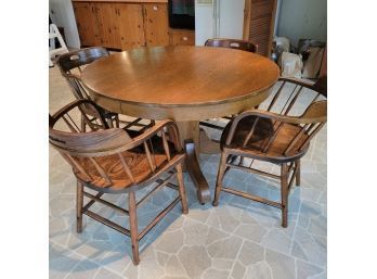 S. Bent Brothers Wood Table With 4 Chairs And 2 Leaves