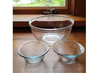 2 Vintage Fire King Bowls And 1 Anchor Hocking Bowl