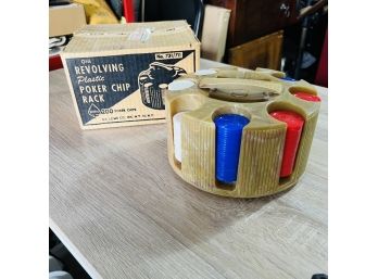 Vintage Poker Chip Caddy With Original Box