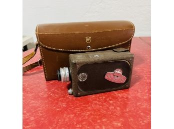 Vintage Bell And Howell Filmo Camera And Leather Carrying Bag