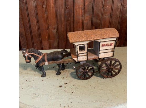 Vintage Cast Iron Horse And Milk Delivery Carriage (Kitchen)