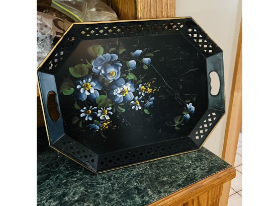 Vintage Nashco Tray With Blue Flowers (Dining Room)