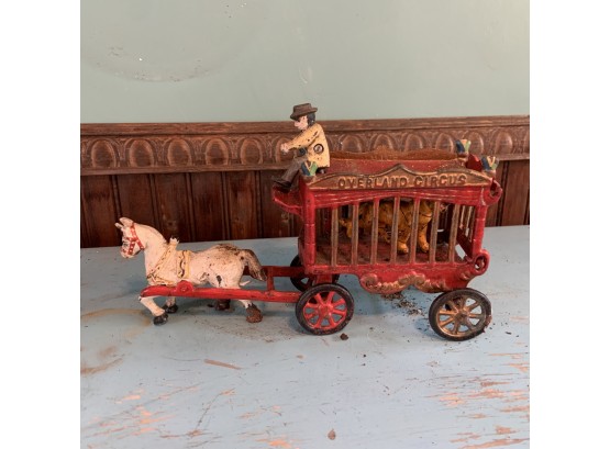 Vintage Cast Iron Horse And Circus Car With Driver And Animal (Kitchen)