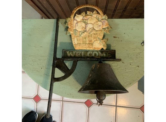Vintage Cast Iron Bell Welcome Wall Sign (Kitchen)