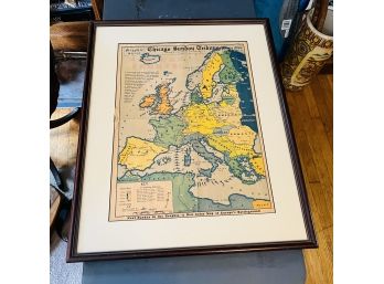 Framed Map Of Europe's Battlegrounds  (Dining Room)