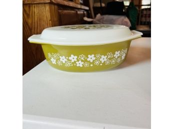 Vintage Green Pyrex 2.5 Qt. Casserole Dish With Lid - Spring Blossom (Dining Room)